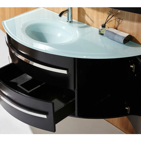 Mobile bagno nero 120 cm con Colonna e Lavabo incluso - Black Ambassador