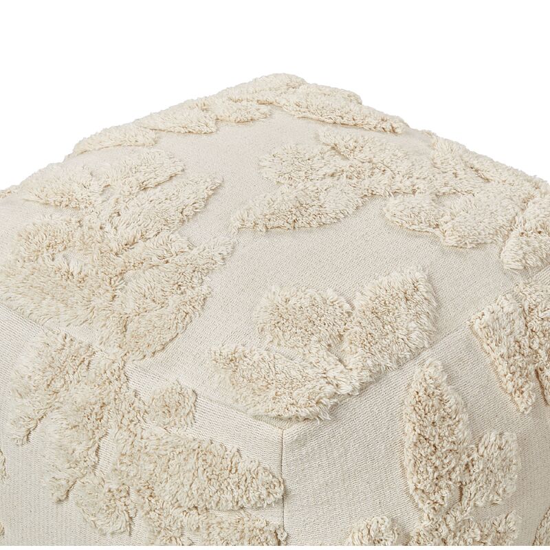 Puf cuadrado reposapiés con relleno EPS funda de algodón patrón mullido  floral beige Multan