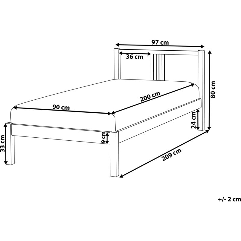 Cama con somier de madera de pino blanca 90 x 200 cm VANNES