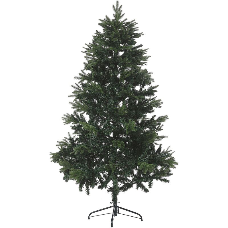 Árbol de Navidad artificial verde 180 cm ramas con bisagras sintéticas soporte de metal negro Langley