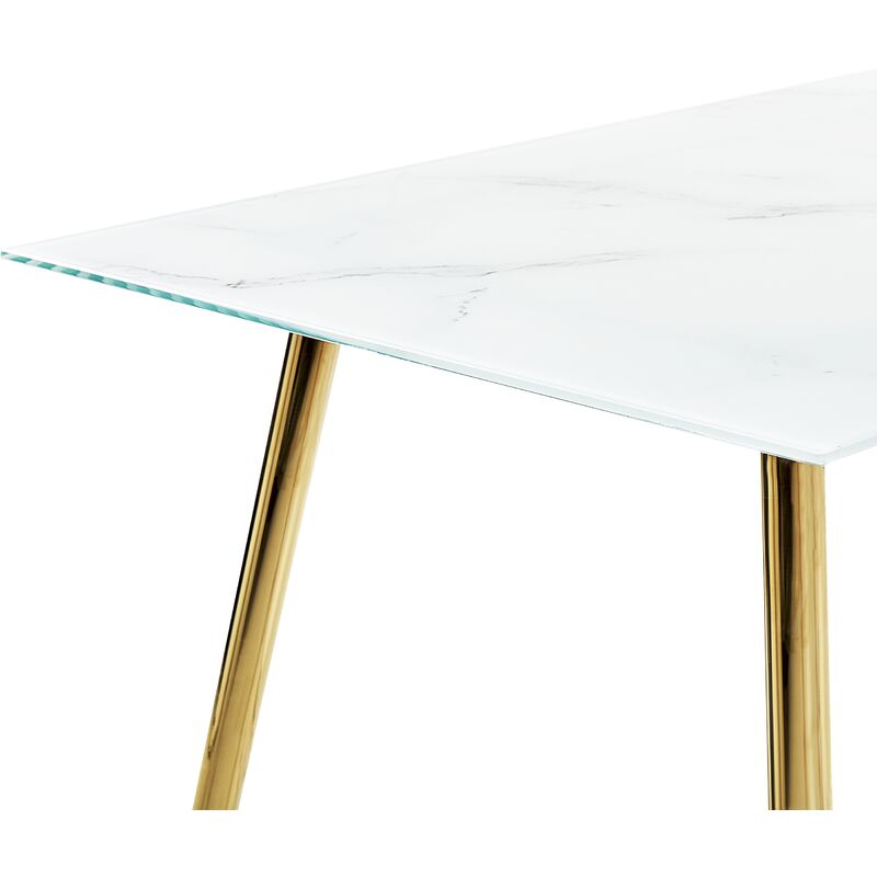 Mesa de comedor de vidrio templado blanco/dorado 120 x 70 cm MULGA 