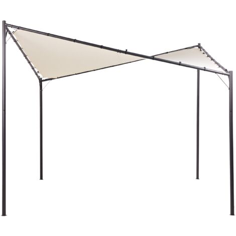 Cenador de metal beige negro 290 cm poliéster pérgola pabellón sombra Aventine