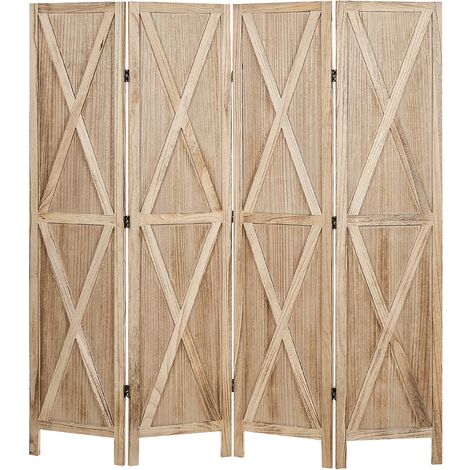 Biombo decorativo tradicional 4 paneles madera contrachapada paulownia  plegable sala de estar dormitorio madera clara y
