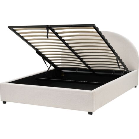 Cama con almacenaje de poliéster beige claro 160 x 200 cm otomana Vaucluse (1/5)