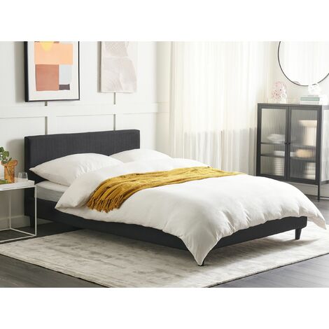Cama tapizada de 140x200 cm, cama doble con marco de listones