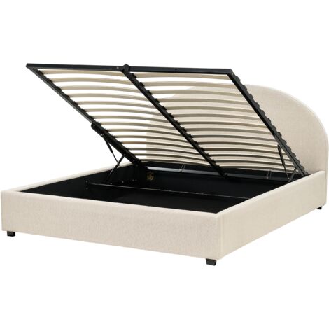Cama con almacenaje de poliéster beige 160 x 200 cm otomana Vaucluse (1/5)