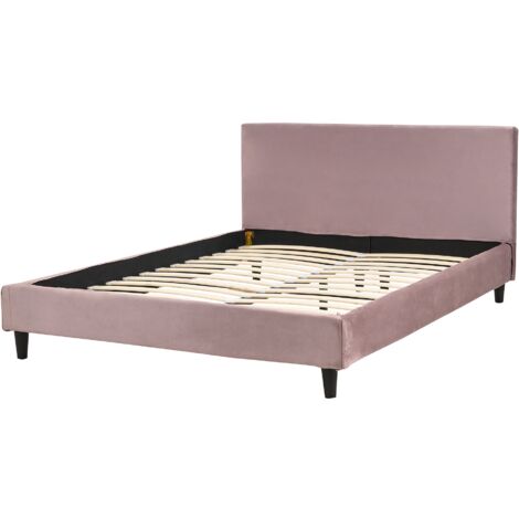 Funda extraíble de terciopelo rosa para cama 140 x 200 cm Fitou