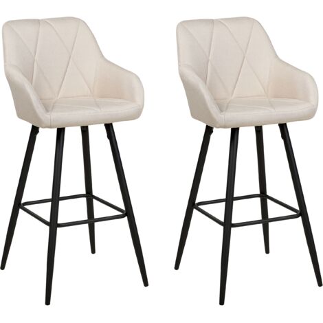 Conjunto de 2 sillas de bar de poliéster beige claro negro acolchado reposabrazos Darien