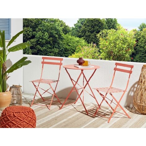 Conjunto de balcón terraza mesa plegable 70x70 + 2 sillas sin