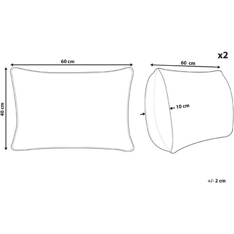 Conjunto de 2 cojines de jardín almohada de exterior 40 x 60 cm poliéster  motivo hojas
