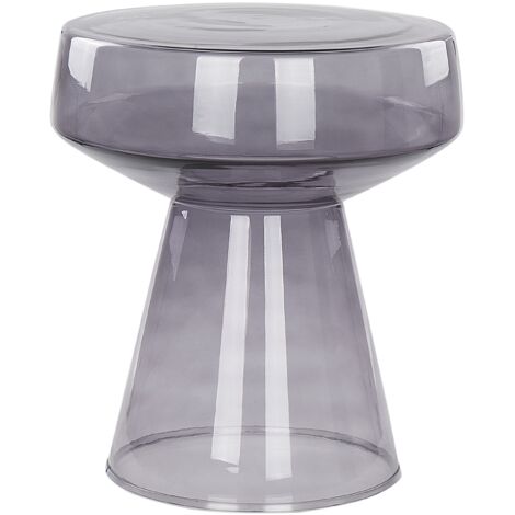 Mesa de centro de cristal con estilo moderno transparente gris y forma redonda Laguna (1/5)