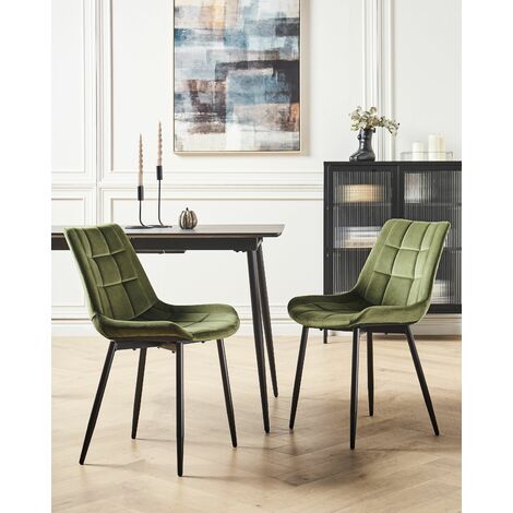 Pack de 4 sillas comedor, salón SWEDEN en terciopelo verde patas negras