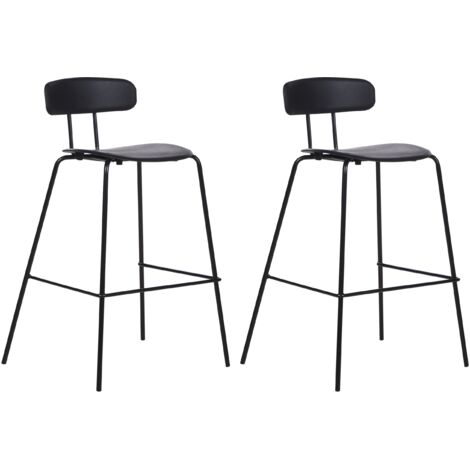 Conjunto de 2 sillas de bar taburetes altos de plástico patas de metal negro Sibley (1/5)