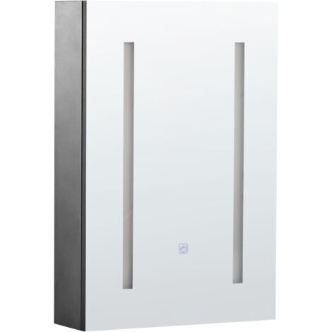 Armario de pared blanco LED 40 x 60 cm con espejo almacenamiento baño minimalista moderno Cameron (1/5)