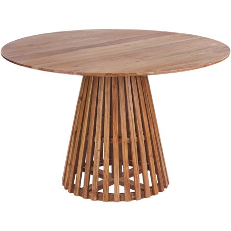 Mesa de comedor moderna redonda 4 personas 120 cm madera de acacia oscura Mesilla
