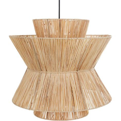 Lámpara colgante con base de hierro fabricada de paja natural estilo boho Telamba (1/4)