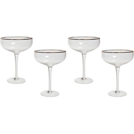 Conjunto de 4 copas Pompadour de champán sopladas a mano borde dorado 45 cl Topaz (1/5)