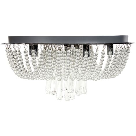 Lámpara de araña chic hierro con cristales acabado cromo iluminación sala de estar comedor plateado Dornas (1/5)