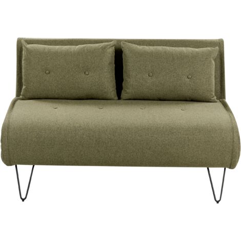 Sofá cama glamuroso 2 plazas con cojines de tela verde oliva Vestfold (1/5)