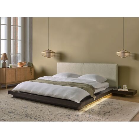 Beliani Cama LED SERRIS 160 X 200 Cm Marrón Claro | Leroy Merlin