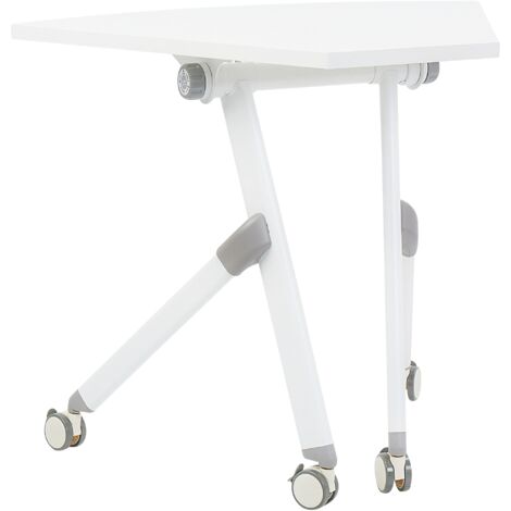 Escritorio moderno plegable con ruedas mesa móvil portátil 90 x 64 cm estructura metálica blanco Bendi