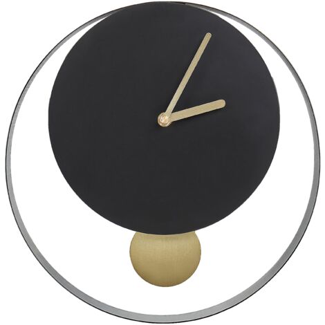 Reloj de pared decoración colgante ⌀ 30 cm diseño moderno con péndulo decorativo sin números acero negro y dorado Magland (1/5)