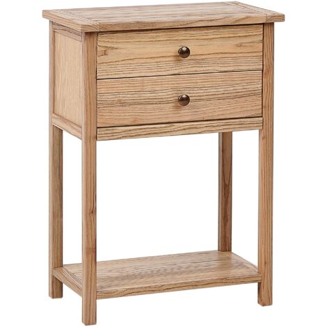 Consola decorativa con 2 cajones estilo rústico 74 cm madera clara Salton (1/5)