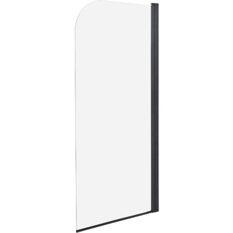 Mampara de ducha minimalista de vidrio templado transparente ajustable negro 140 x 70 cm Lapan (1/5)