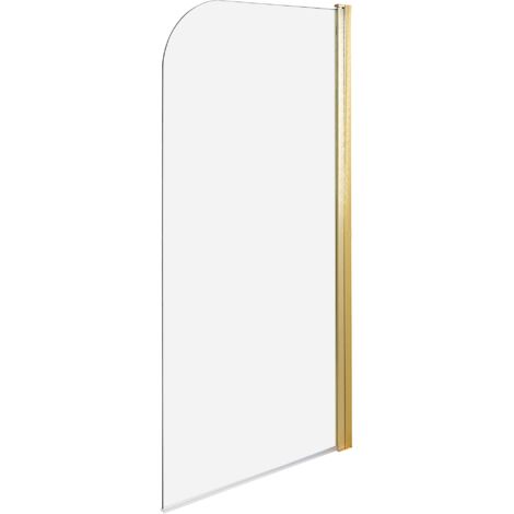 Mampara de ducha minimalista de vidrio templado transparente ajustable dorado 140 x 70 cm Lapan