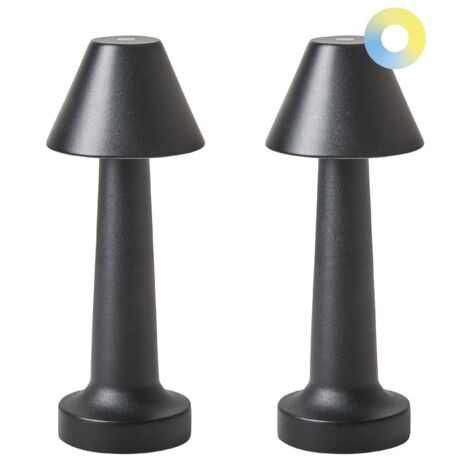 Conjunto de 2 lámparas de mesa de hierro mesilla de noche negro Joanes (1/5)