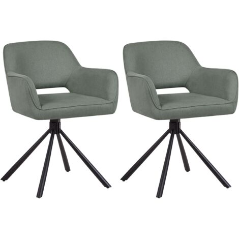 Conjunto de 2 sillas de comedor modernas de tela asiento acolchado patas de metal negro giratorias verde oscuro Loures (1/5)