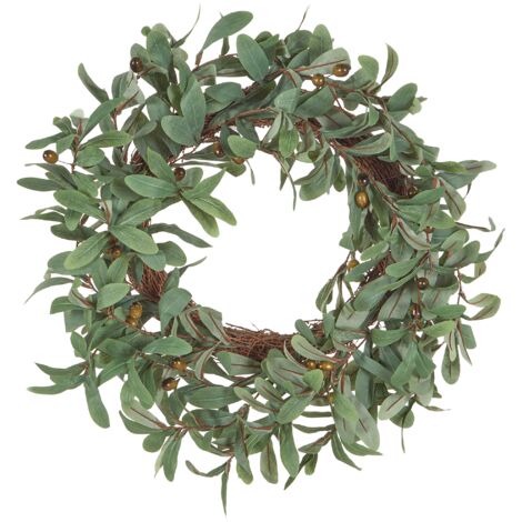 Corona decorativa de artificial para puerta ø 65 cm hecha a mano verde Danrun