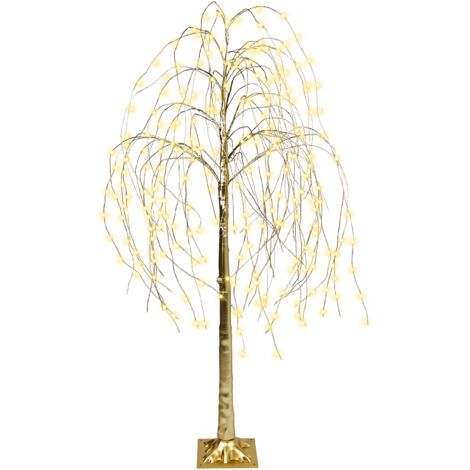 Árbol de Navidad artificial de exterior e interior con luces LED estilo escandinavo PVC 180 cm dorado Balioni (1/5)