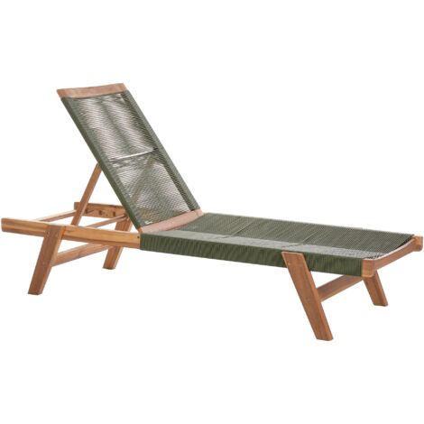 Tumbona reclinable para exterior patio piscina de madera acacia cuerda verde Prossedi (1/5)