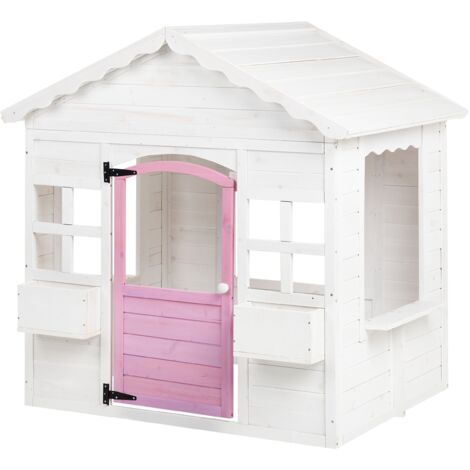 Casita de jardín casa de juegos infantil de madera blanco Nikaia