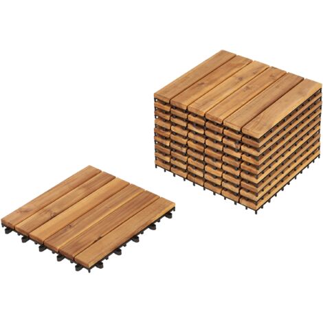 Suelo de exterior de madera de acacia certificada base de plástico resistente a todo tipo de clima jardín patio balcón accesorios natural Accettura (1/5)