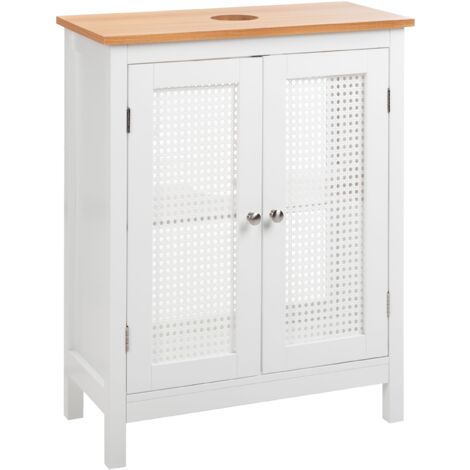 Armario de baño 60 x 75 cm almacenaje con estantes puertas perforadas MDF blanco Alamos (1/5)