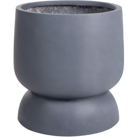 Maceta exterior interior efecto hormigón redonda MgO 42x42x46 cm gris Araucaria (1/5)