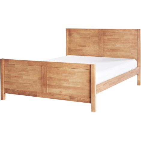 Cama con somier y cabecero de madera de caucho clara 140 x 200 cm Champagnat (1/5)