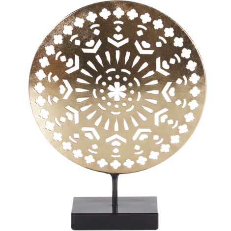Figura decorativa moderna sobre soporte ornamento hecho a mano metal hierro dorado Sesimbra