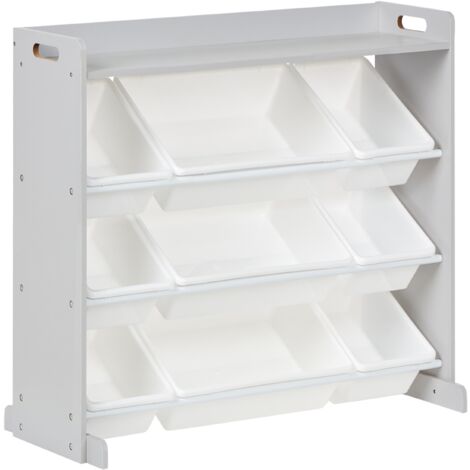 Estantería con 9 cajas de almacenaje cajones habitación infantil MDF plástico gris y blanco Collie (1/5)