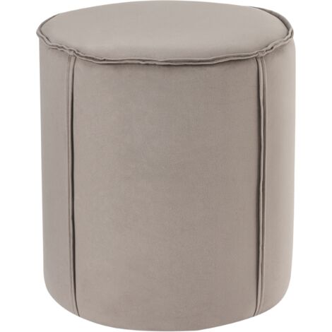 Puf moderno redondo de terciopelo reposapiés decorativo dormitorio sala de estar gris pardo Sedona (1/5)