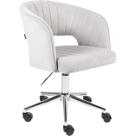Silla de oficina giratoria moderna sillón altura regulable terciopelo gris claro Katonah (1/5)
