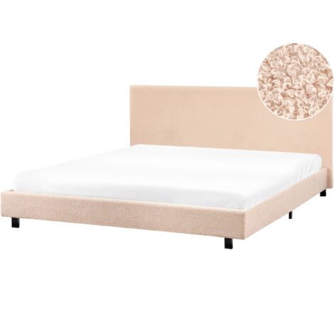 Cama de agua moderna con colchón de bouclé beige 180 x 200 cm Albi (1/5)