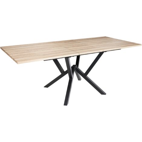 Mesa de comedor extensible moderna industrial patas de metal marrón claro Ansell