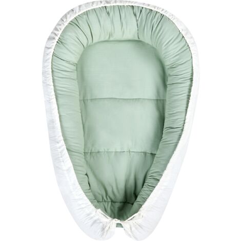Cuna nido moderno de algodón para recién nacidos 55 x 90 cm nido colecho reversible verde claro y blanco Ereb