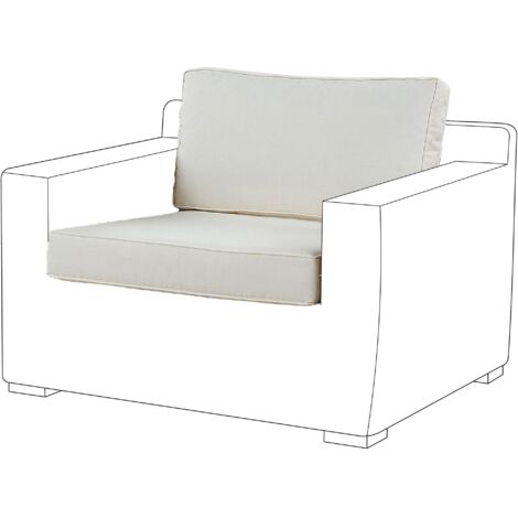 Conjunto de fundas de cojín de exterior para asiento y respaldo de sillón de tejido de poliéster blanco Ardea