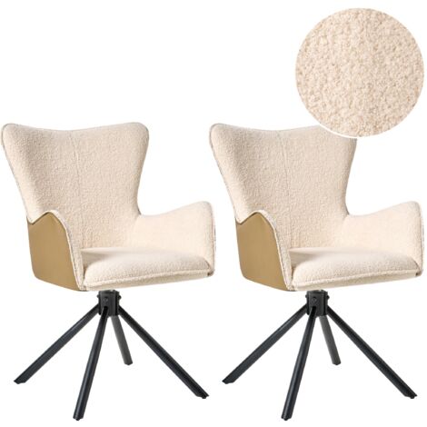 Conjunto de 2 sillas de comedor giratorias de bouclé beige claro Novi (1/5)