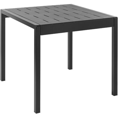 Mesa de jardín de material sintético de 4 plazas resistente a la intemperie al aire libre patio negro Bartica (1/5)