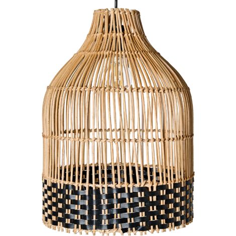 Lámpara colgante pantalla de ratán estructura de hierro estilo boho tejida a mano iluminación natural Gilo